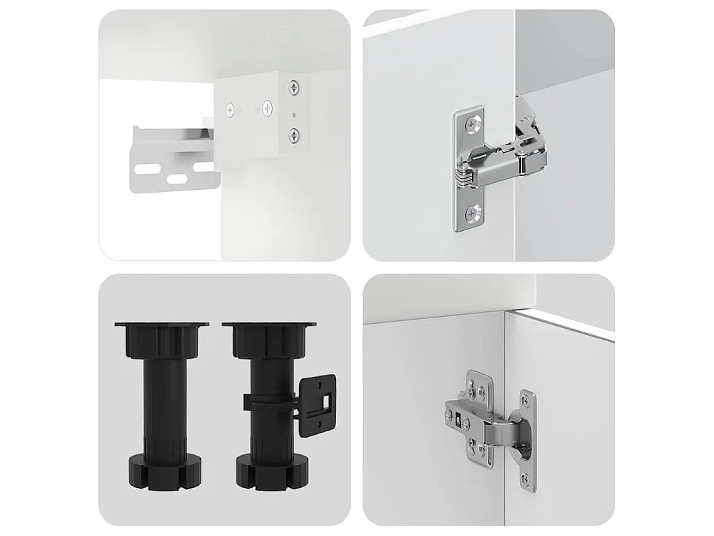 4 peças armário de cozinha conjunto Kalmar branco