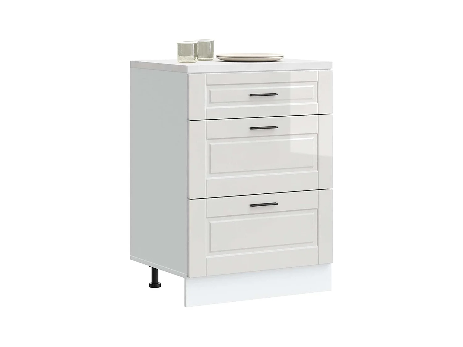 Meuble bas de cuisine « Porto » Bois d'ingénierie blanc brillant