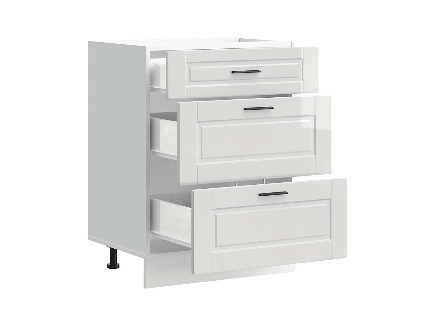 Meuble bas de cuisine « Porto » Bois d'ingénierie blanc brillant