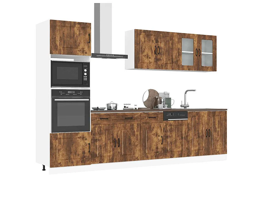 Set Mobili da Cucina 7 pz Kalmar Rovere Fumo Legno Multistrato