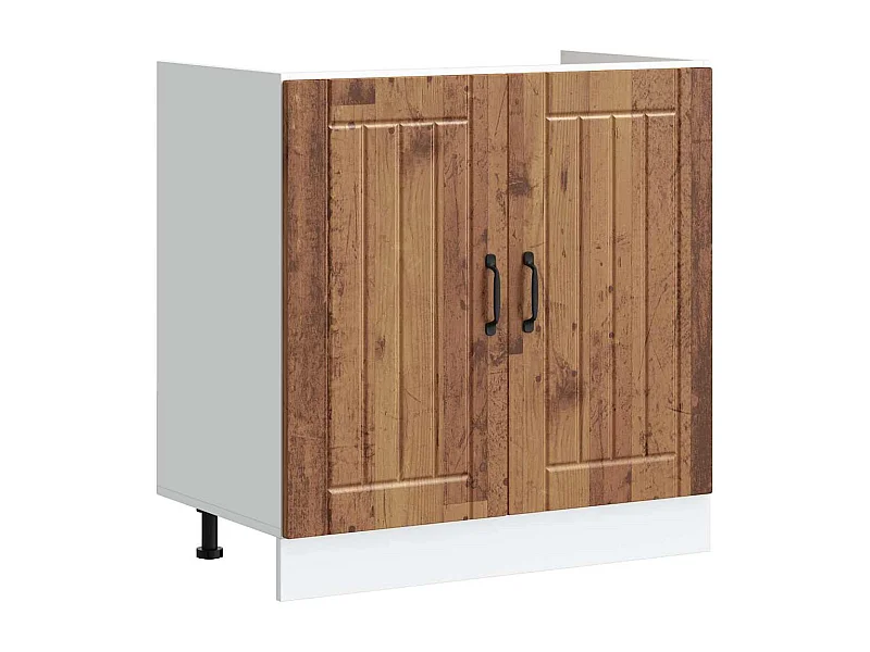 Meuble de base de lavabo Lucca vieux bois bois d'ingénierie