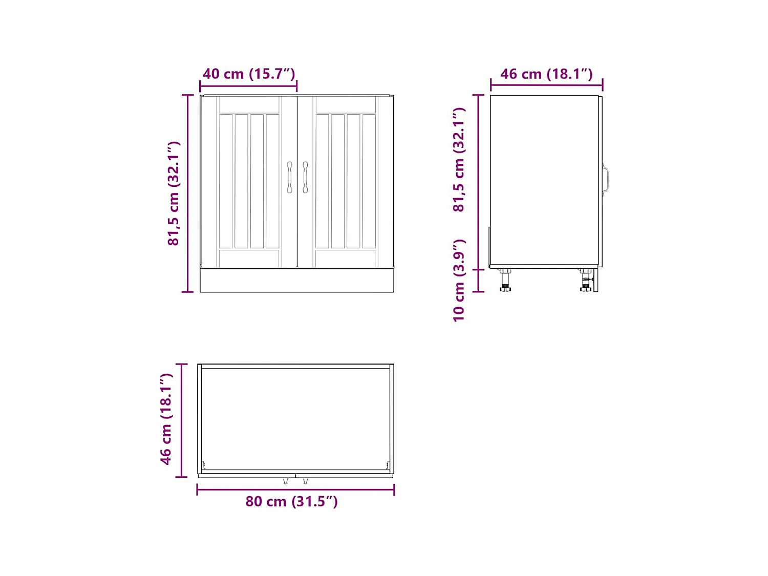 Spoelbakonderkast Lucca bewerkt hout oud houtkleurig