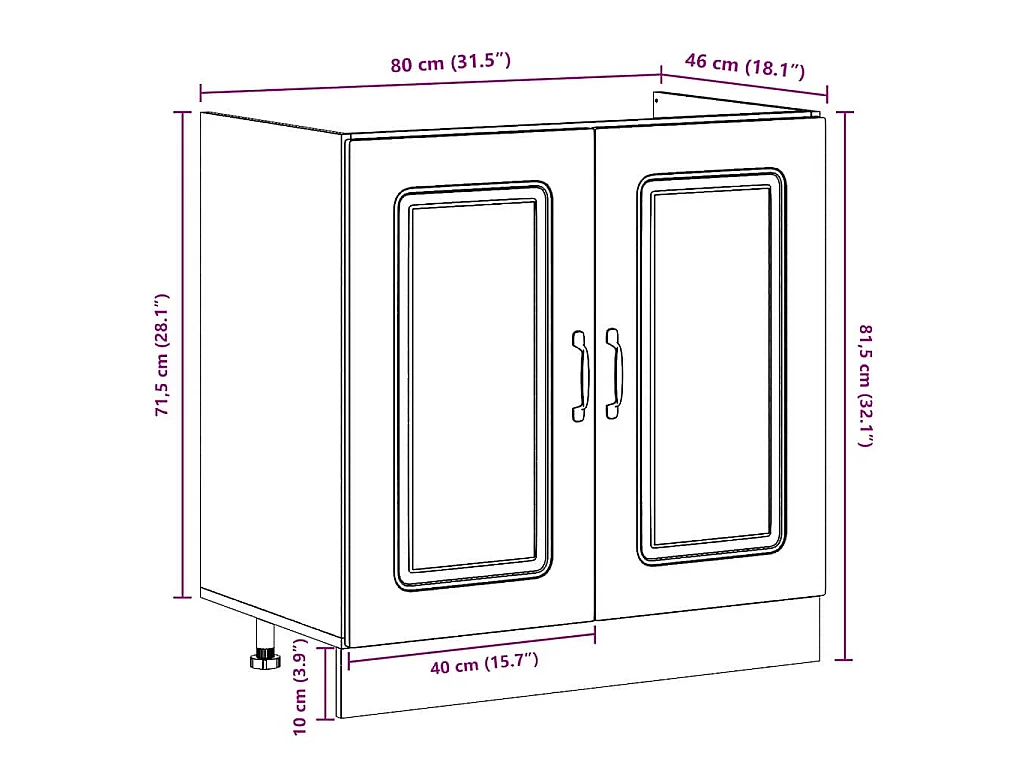 Keukenkast Kalmar Beton Grijs 80 x 46 x 81,5 cm Bewerkt hout