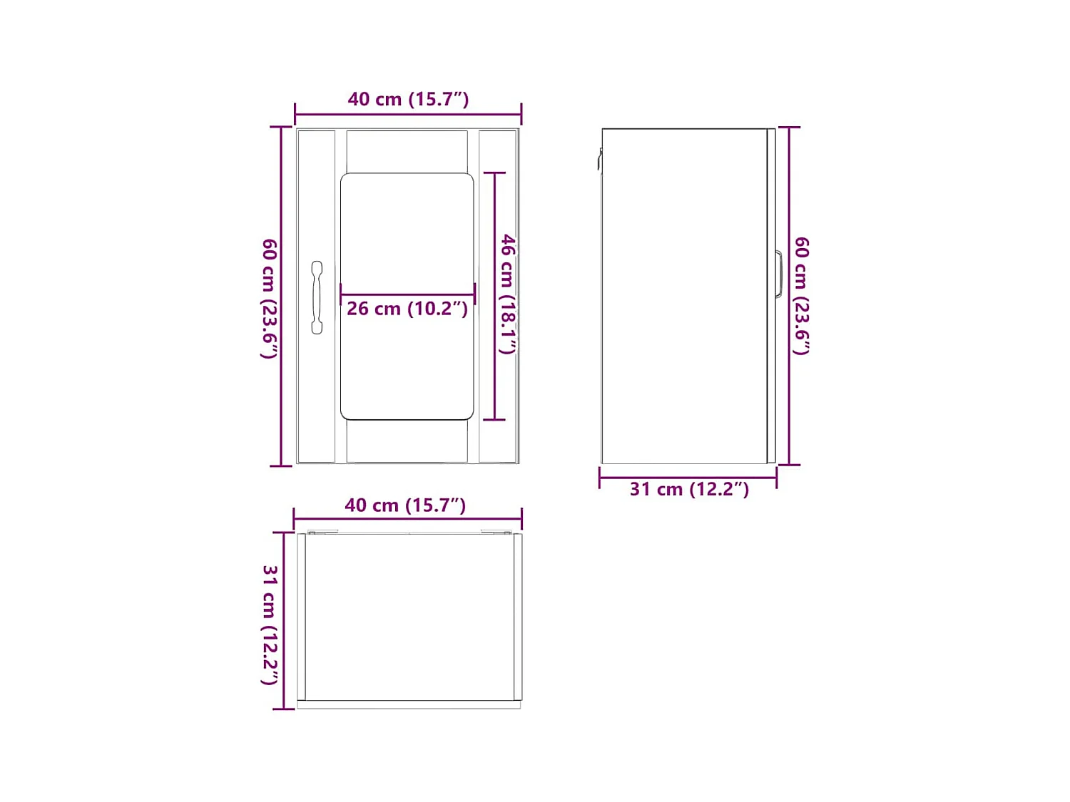 Pensile da Cucina con Porta in Vetro Lucca Bianco