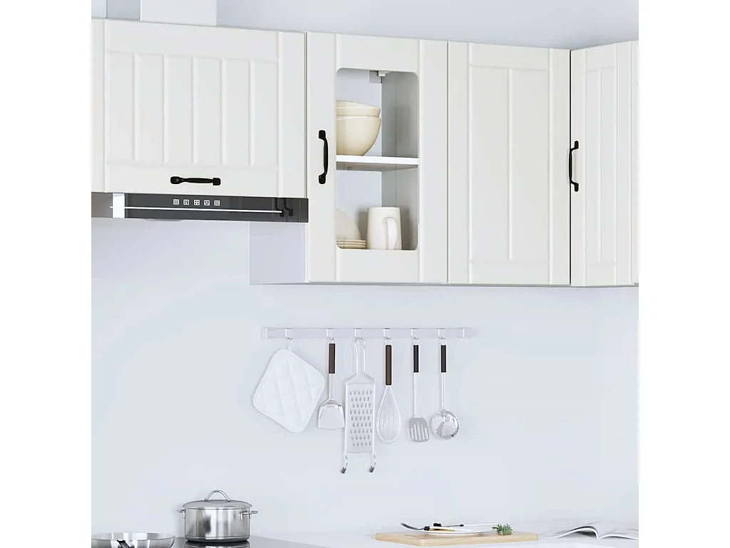 Armoire murale de cuisine avec porte en verre Lucca blanc