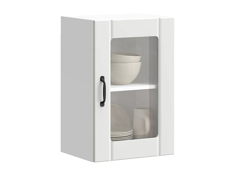 Armoire murale de cuisine avec porte en verre Lucca blanc