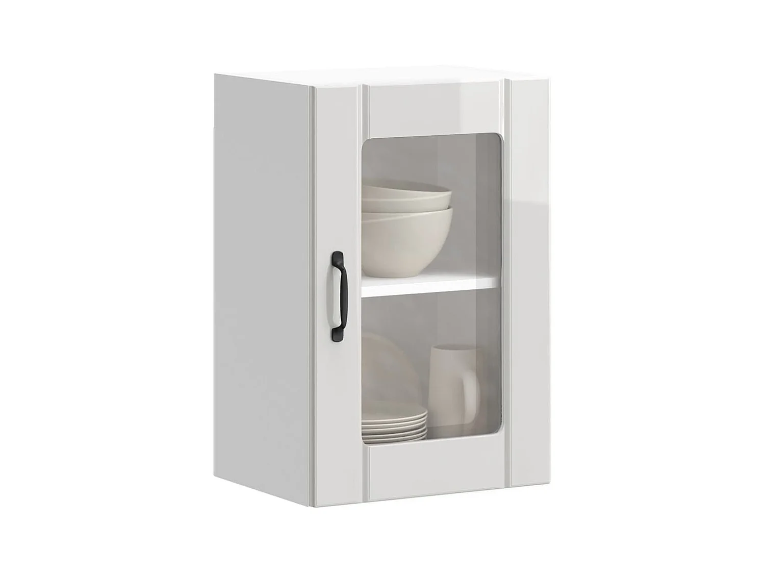 Pensile da Cucina con Porta in Vetro Lucca Bianco Lucido