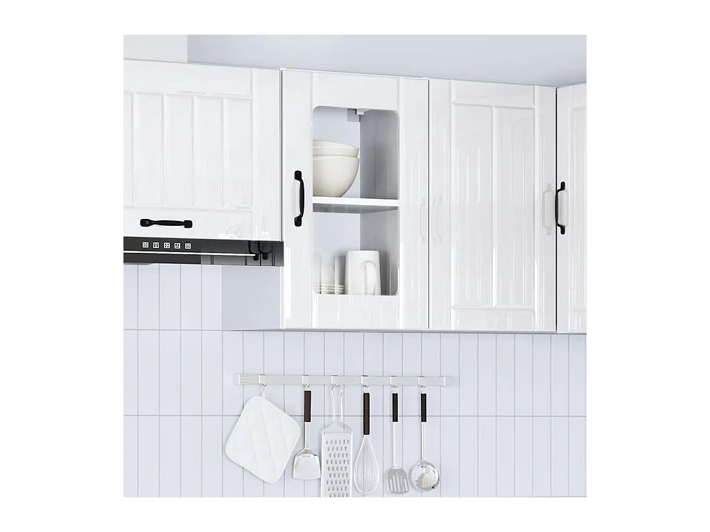 Pensile da Cucina con Porta in Vetro Lucca Bianco Lucido