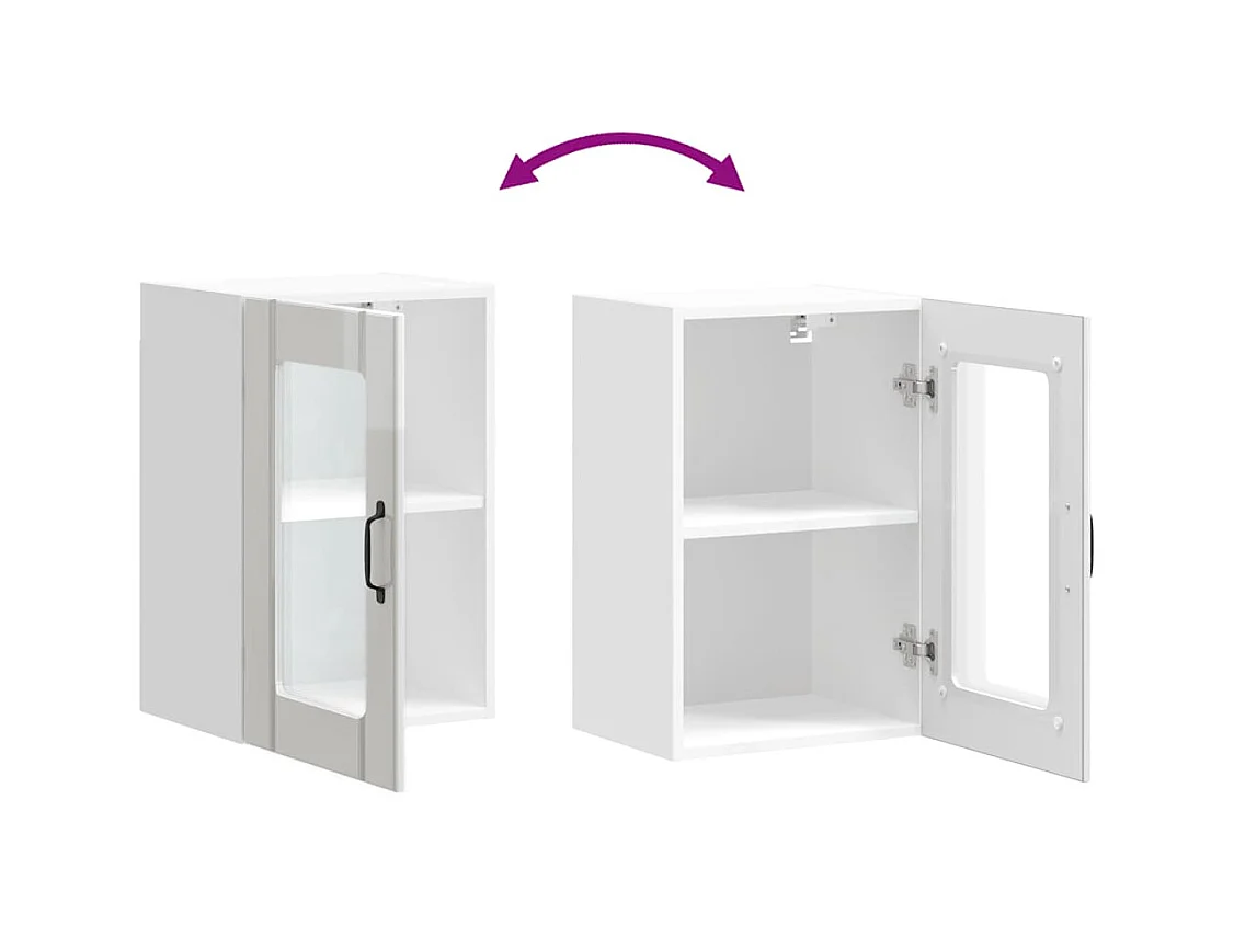 Pensile da Cucina con Porta in Vetro Lucca Bianco Lucido