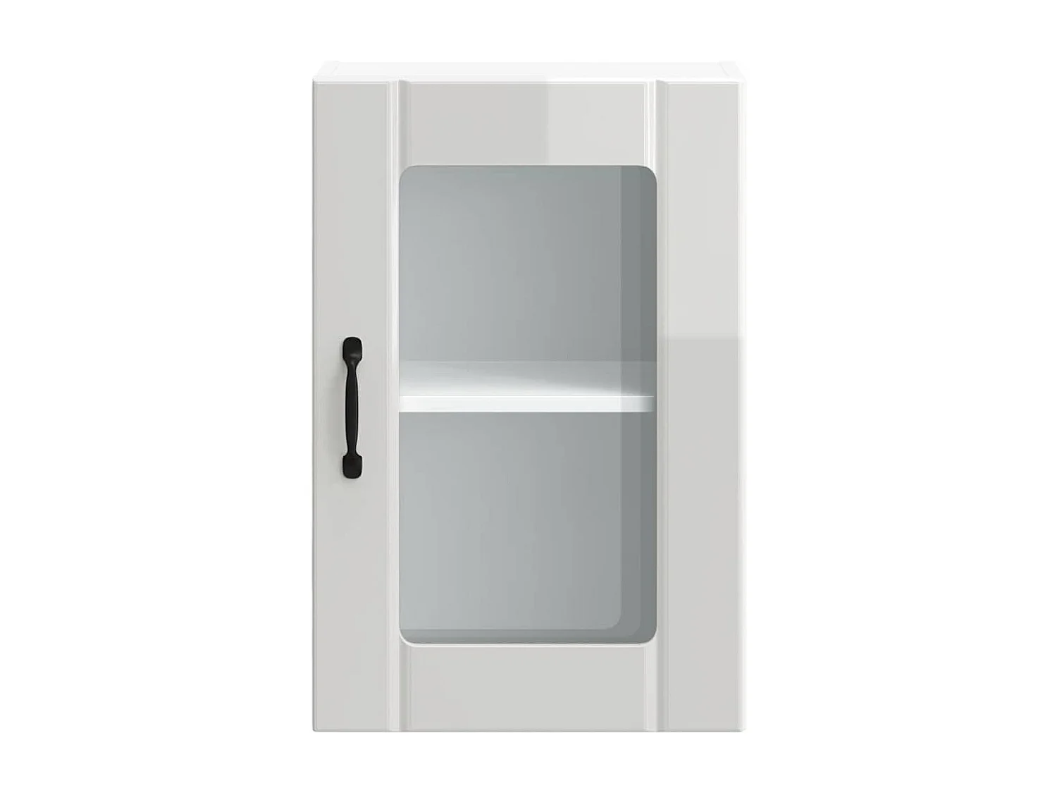 Armoire murale cuisine avec porte en verre Lucca blanc brillant