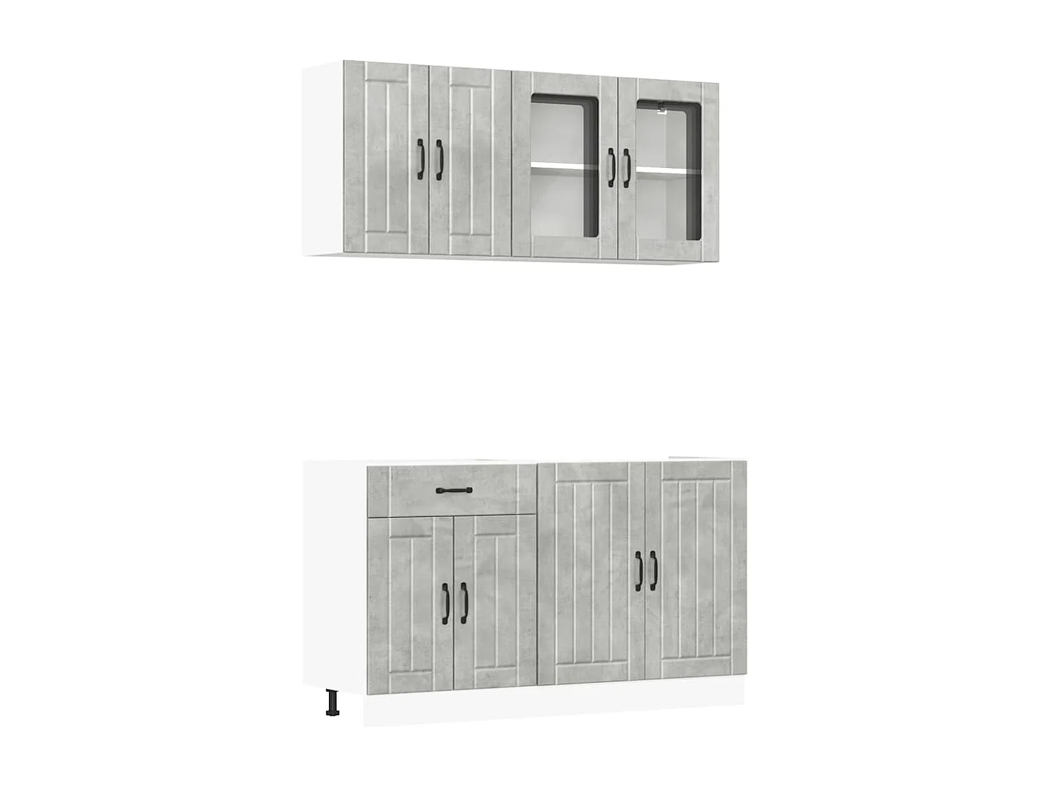 Ensemble de 4 meubles de cuisine "Lucca" en bois d'ingénierie gris béton