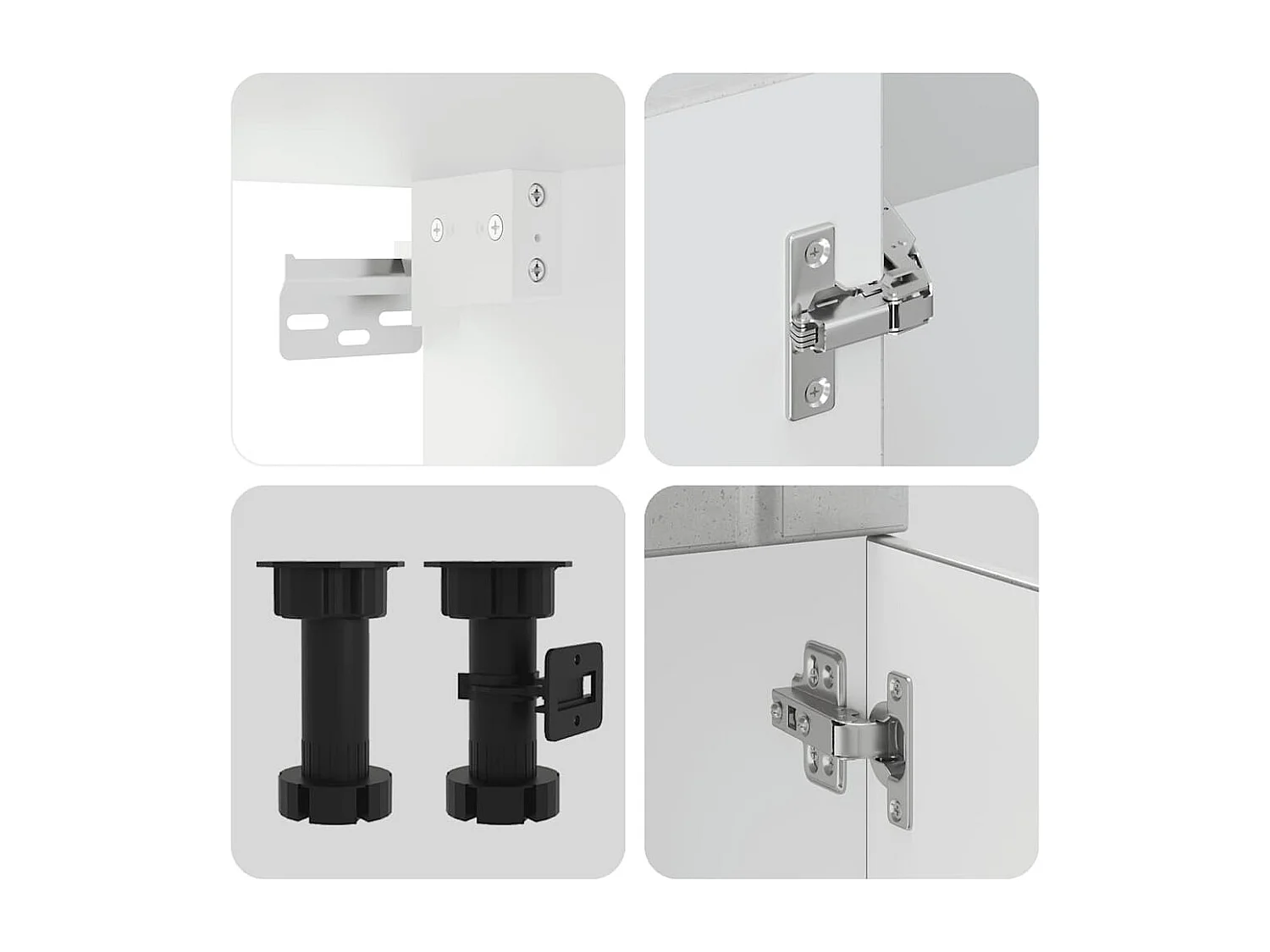 Ensemble de 4 meubles de cuisine "Lucca" en bois d'ingénierie gris béton