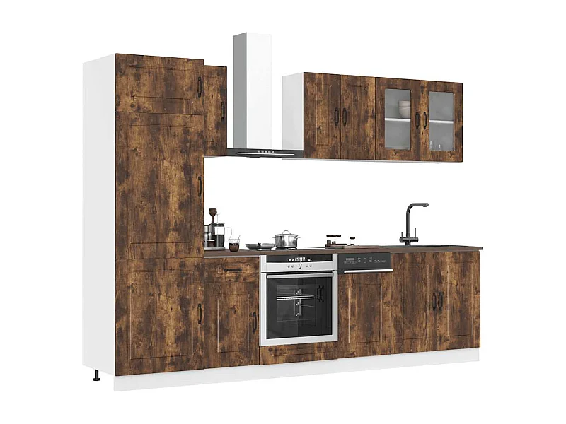 Set Mobili da Cucina 8 pz Kalmar Rovere Fumo Legno Multistrato