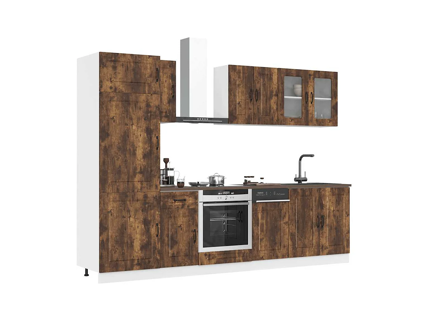 Set Mobili da Cucina 8 pz Kalmar Rovere Fumo Legno Multistrato