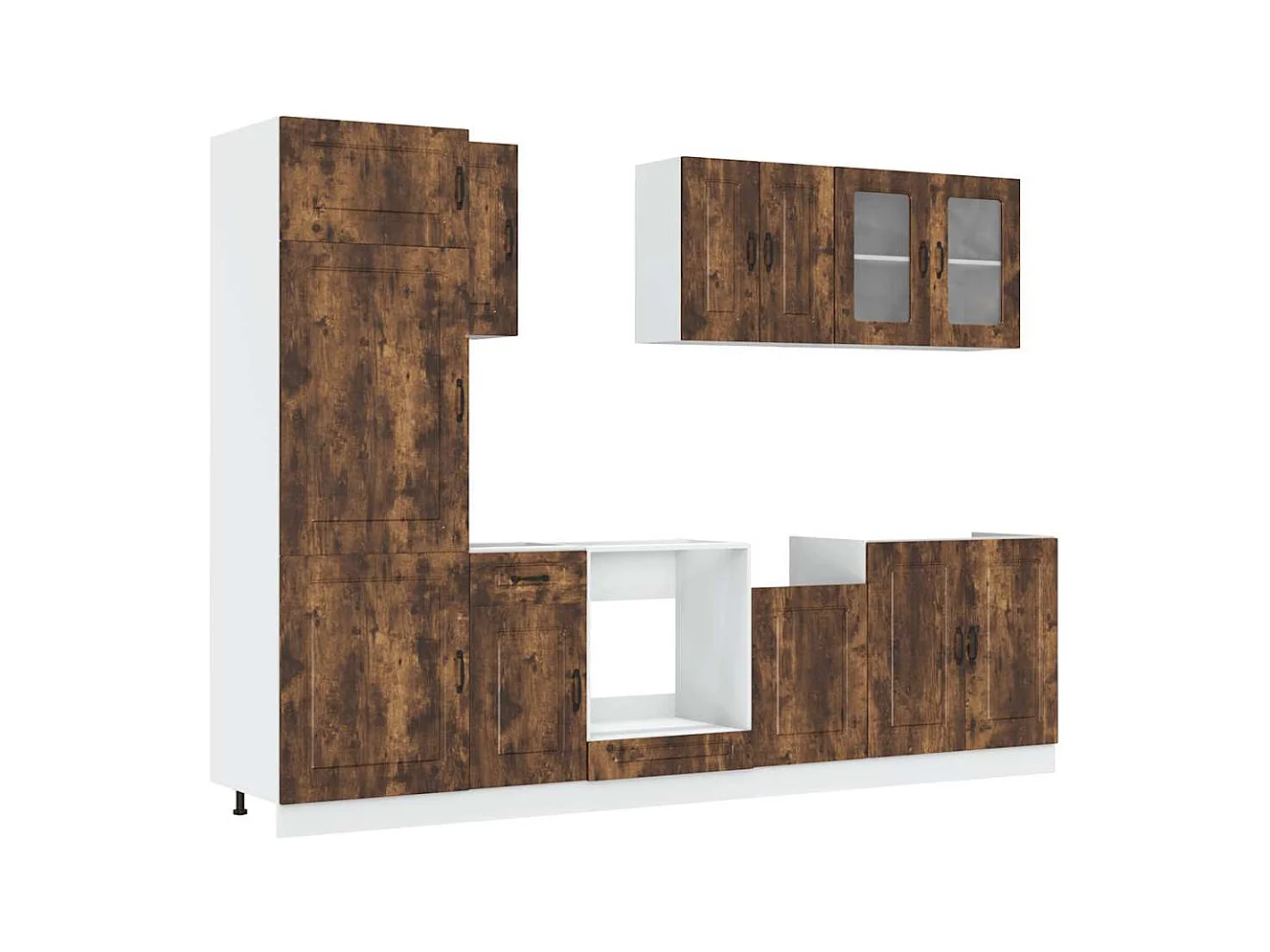 Set Mobili da Cucina 8 pz Kalmar Rovere Fumo Legno Multistrato