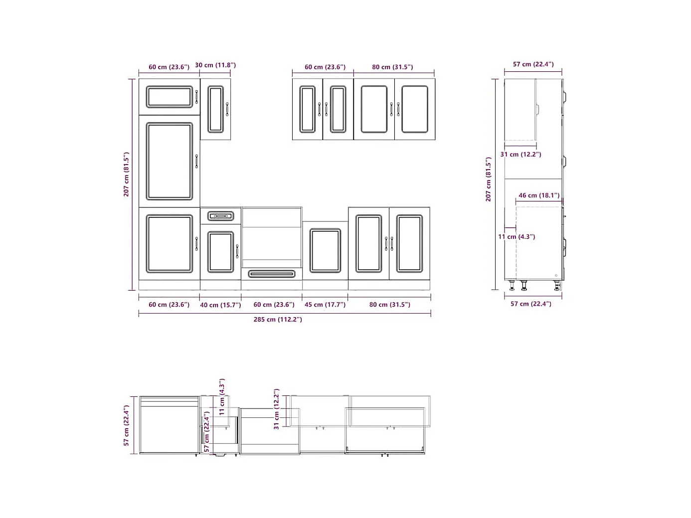 Set Mobili da Cucina 8 pz Kalmar Rovere Fumo Legno Multistrato