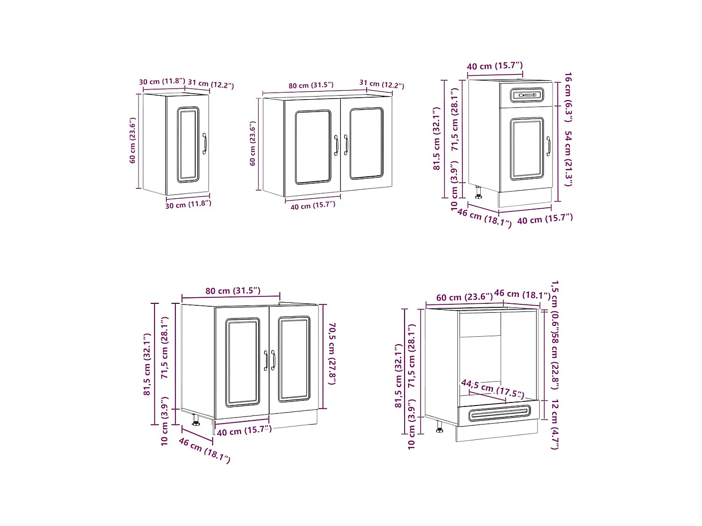 Set Mobili da Cucina 8 pz Kalmar Rovere Fumo Legno Multistrato