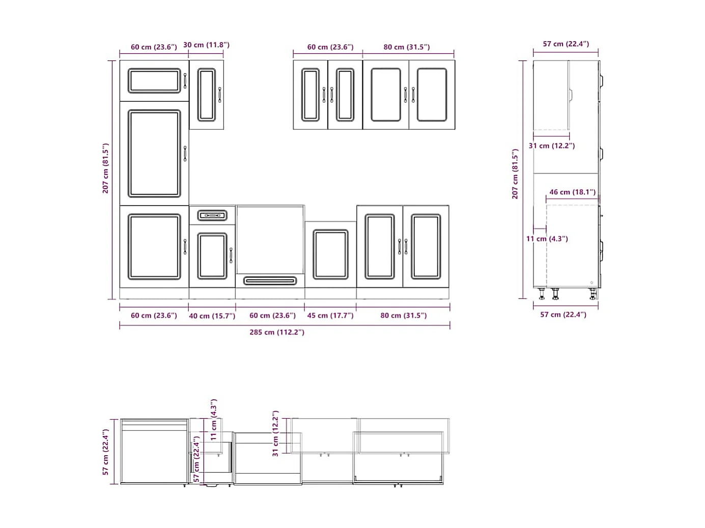 Ensemble d'armoires de cuisine 8 pcs Kalmar bois d'ingénierie