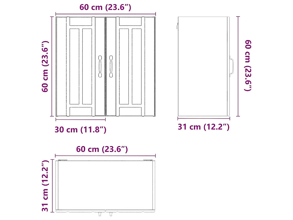 Küchen-Hängeschrank Lucca Schwarz Holzwerkstoff