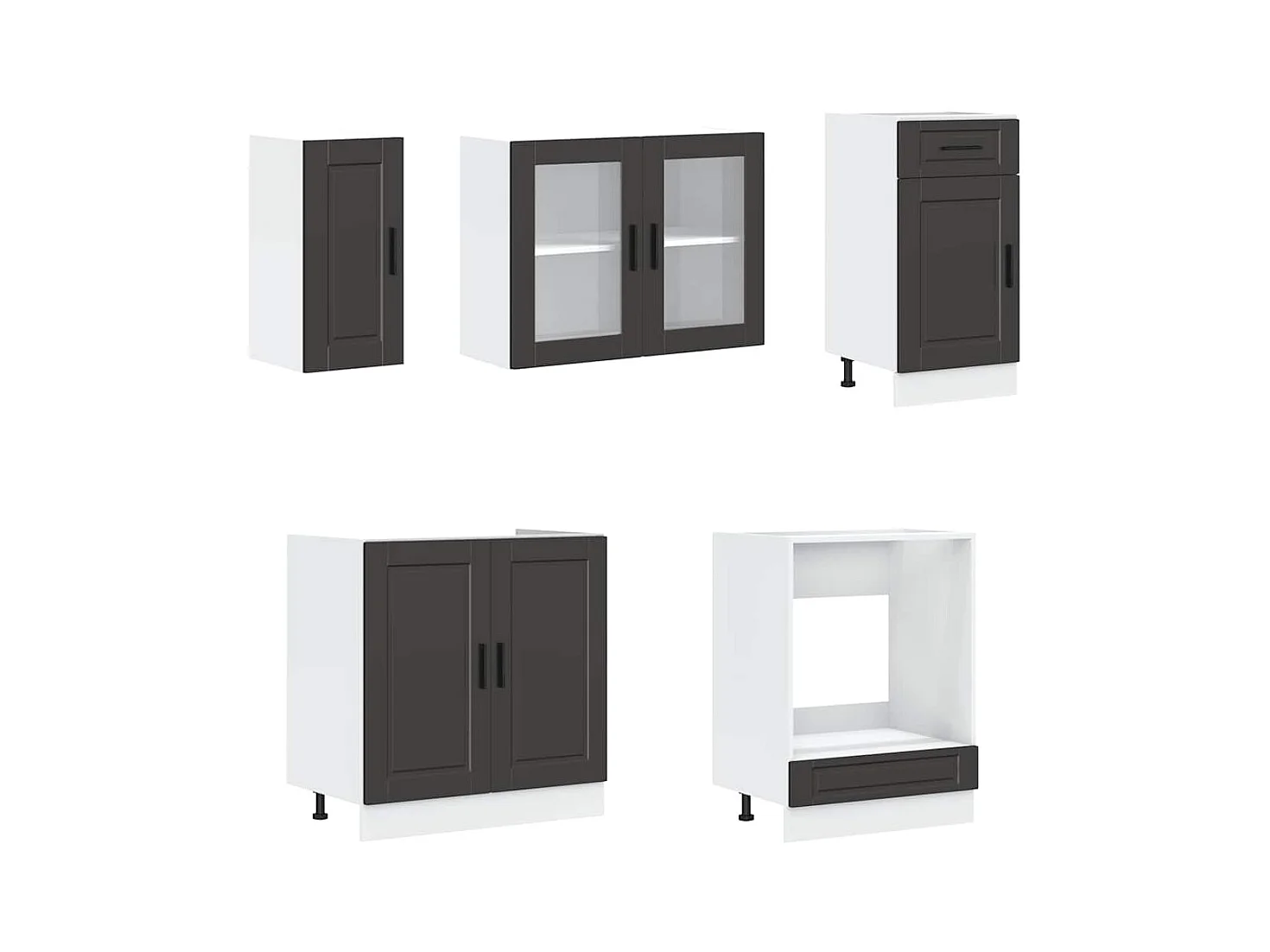 8-delige Keukenkastenset Porto bewerkt hout zwart