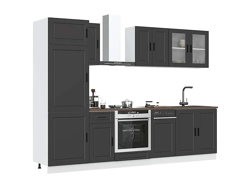 8 peças armário de cozinha conjunto Porto preto