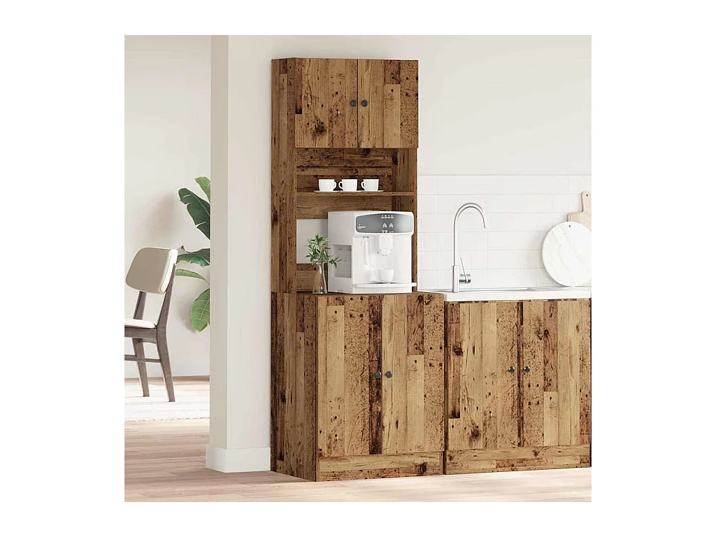 Küchenschrank mit Regal Altholz 60 x 50 x 180 cm Holzwerkstoff