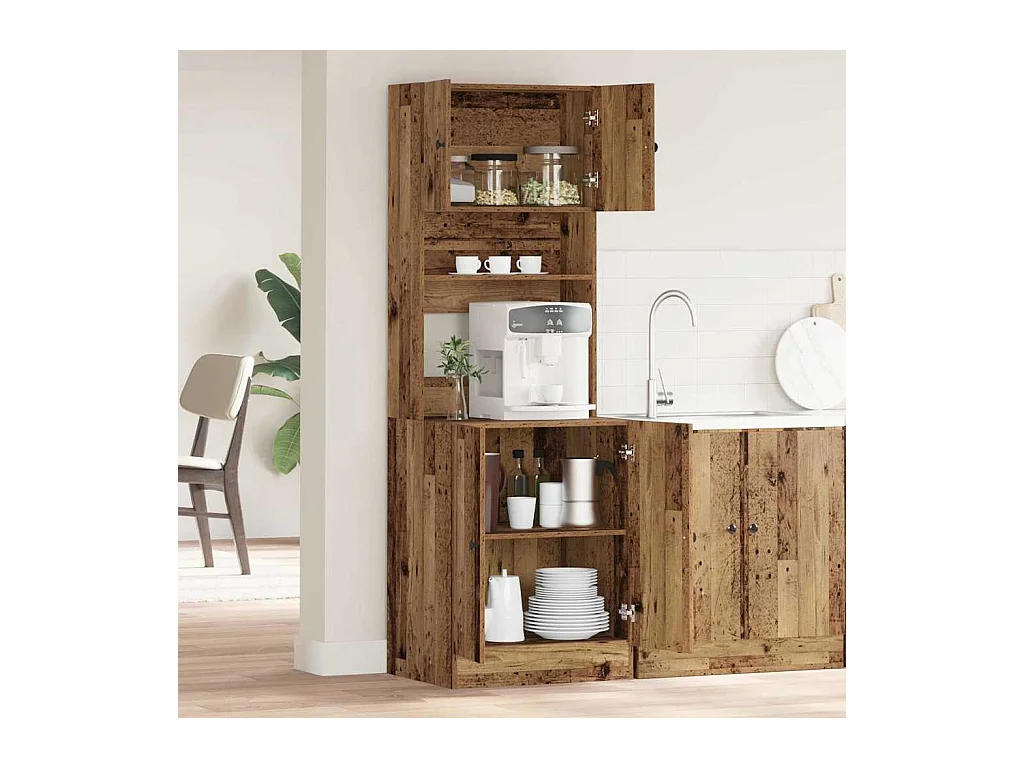 Küchenschrank mit Regal Altholz 60 x 50 x 180 cm Holzwerkstoff
