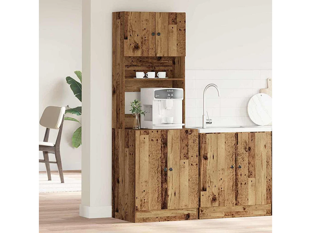 Keukenbuffet met plank 2 pcs Oudhout 60 x 50 x 180 cm