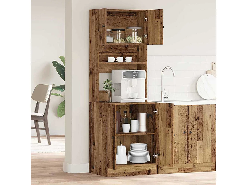 Keukenbuffet met plank 2 pcs Oudhout 60 x 50 x 180 cm