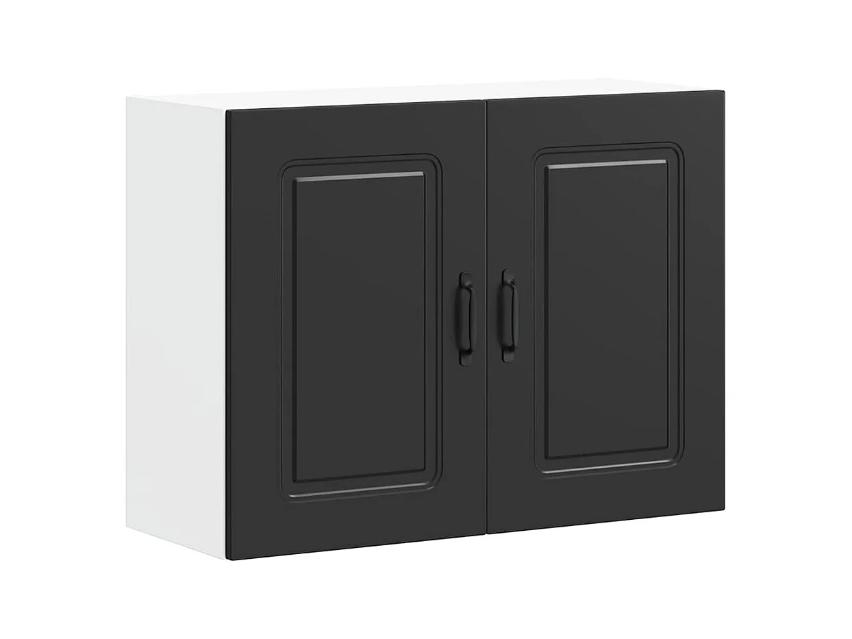 Armoire murale de cuisine Kalmar noir bois d'ingénierie