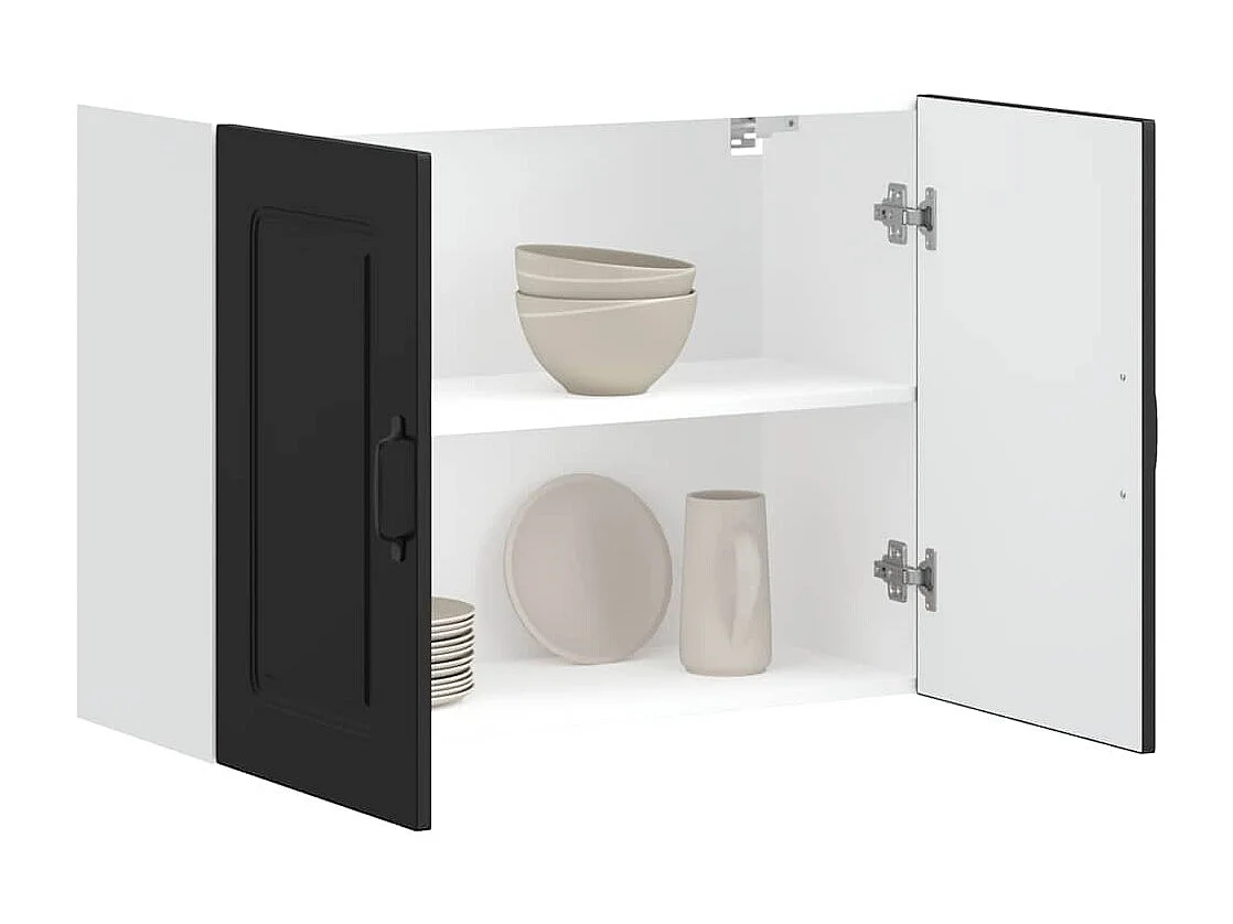 Armoire murale de cuisine Kalmar noir bois d'ingénierie
