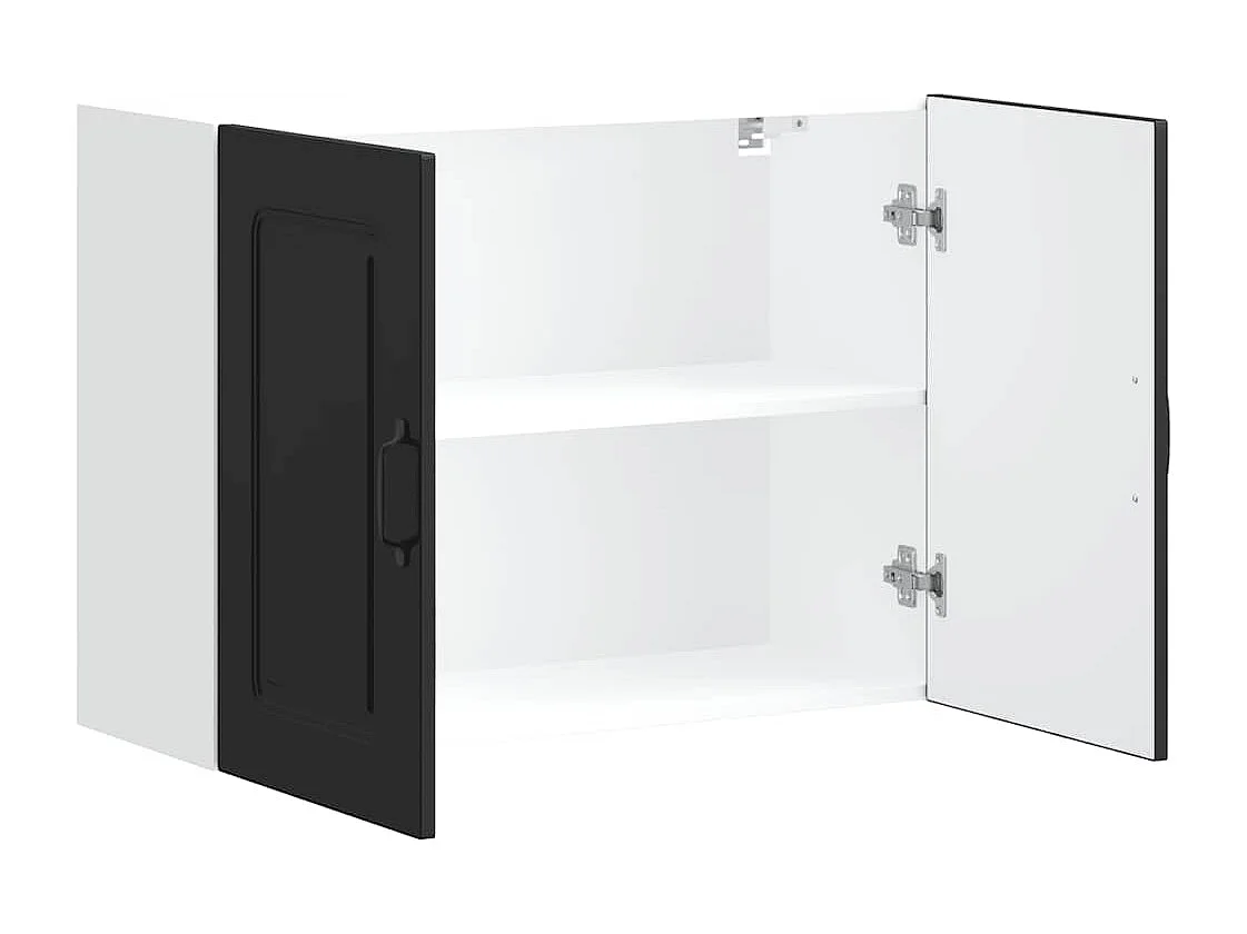 Armoire murale de cuisine Kalmar noir bois d'ingénierie