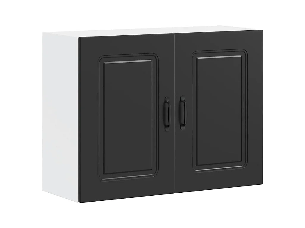 Armoire murale de cuisine Kalmar noir bois d'ingénierie