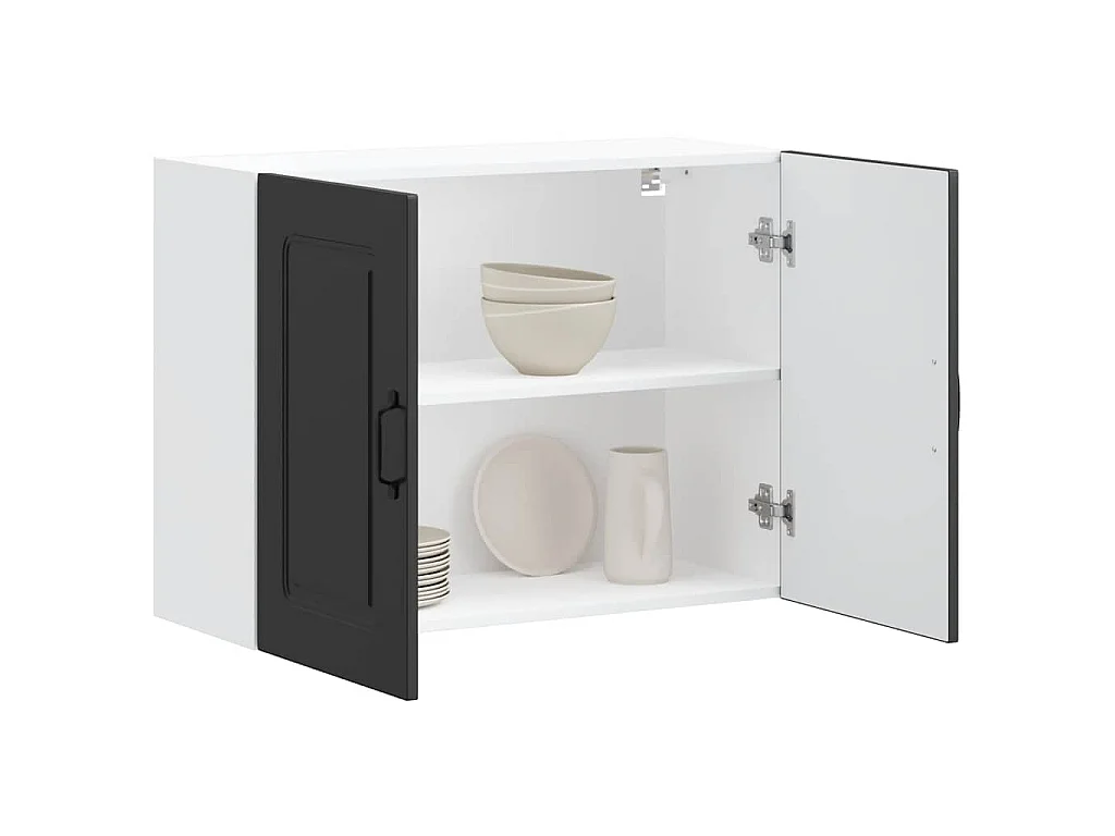 Armoire murale de cuisine Kalmar noir bois d'ingénierie