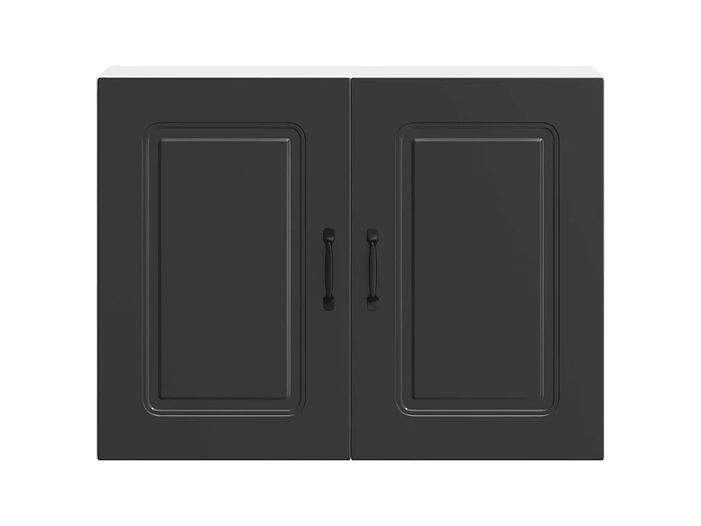 Armoire murale de cuisine Kalmar noir bois d'ingénierie
