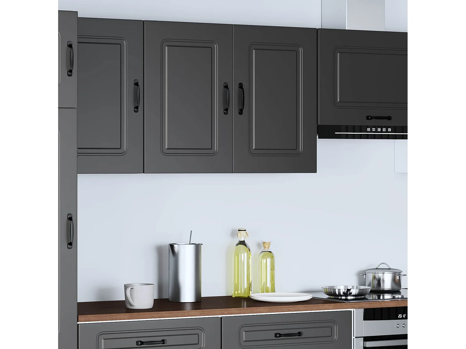 Armoire murale de cuisine Kalmar noir bois d'ingénierie