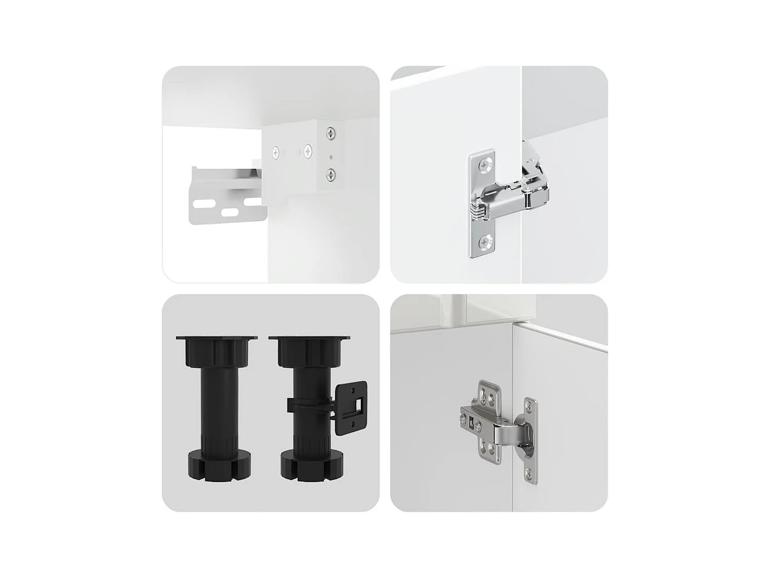 4 peças armário de cozinha conjunto Kalmar branco brilhante