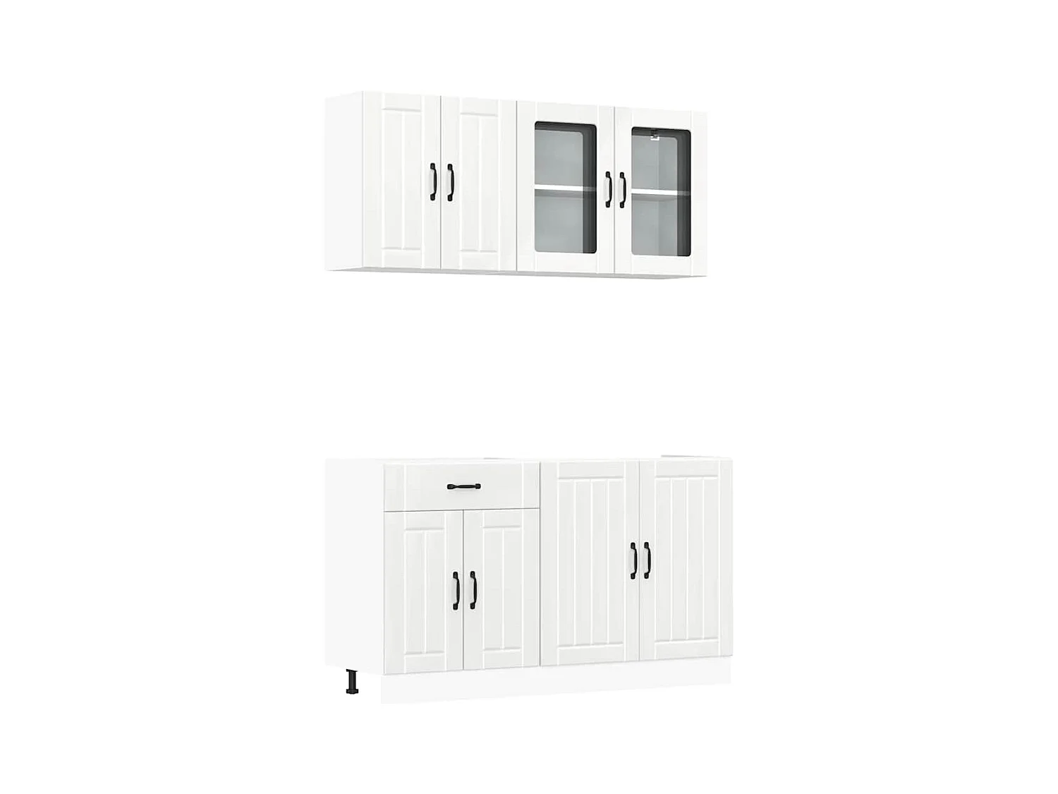 Ensemble de 4 meubles de cuisine "Lucca" en bois d'ingénierie blanc brillant
