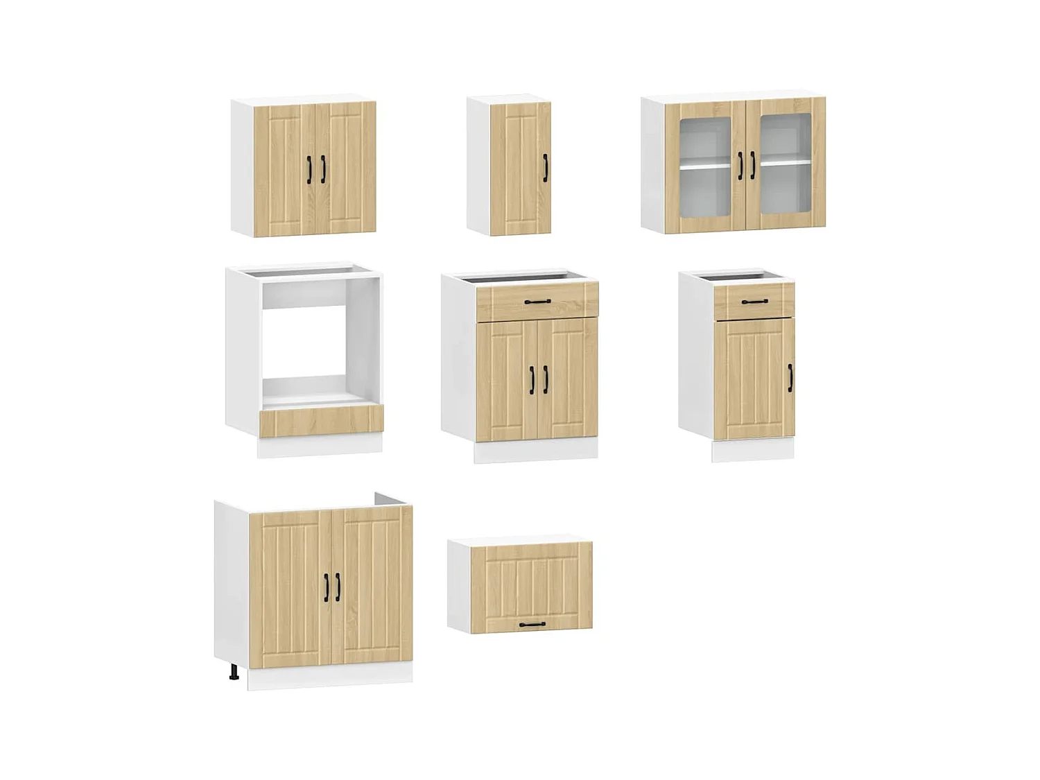 8-delige Keukenkastenset Lucca bewerkt hout sonoma eikenkleur