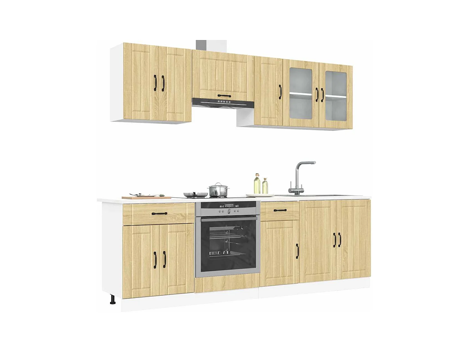 Ensemble de 8 meubles de cuisine "Lucca" en chêne Sonoma