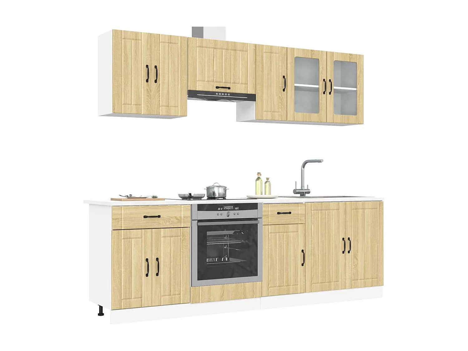 Ensemble de 8 meubles de cuisine "Lucca" en chêne Sonoma