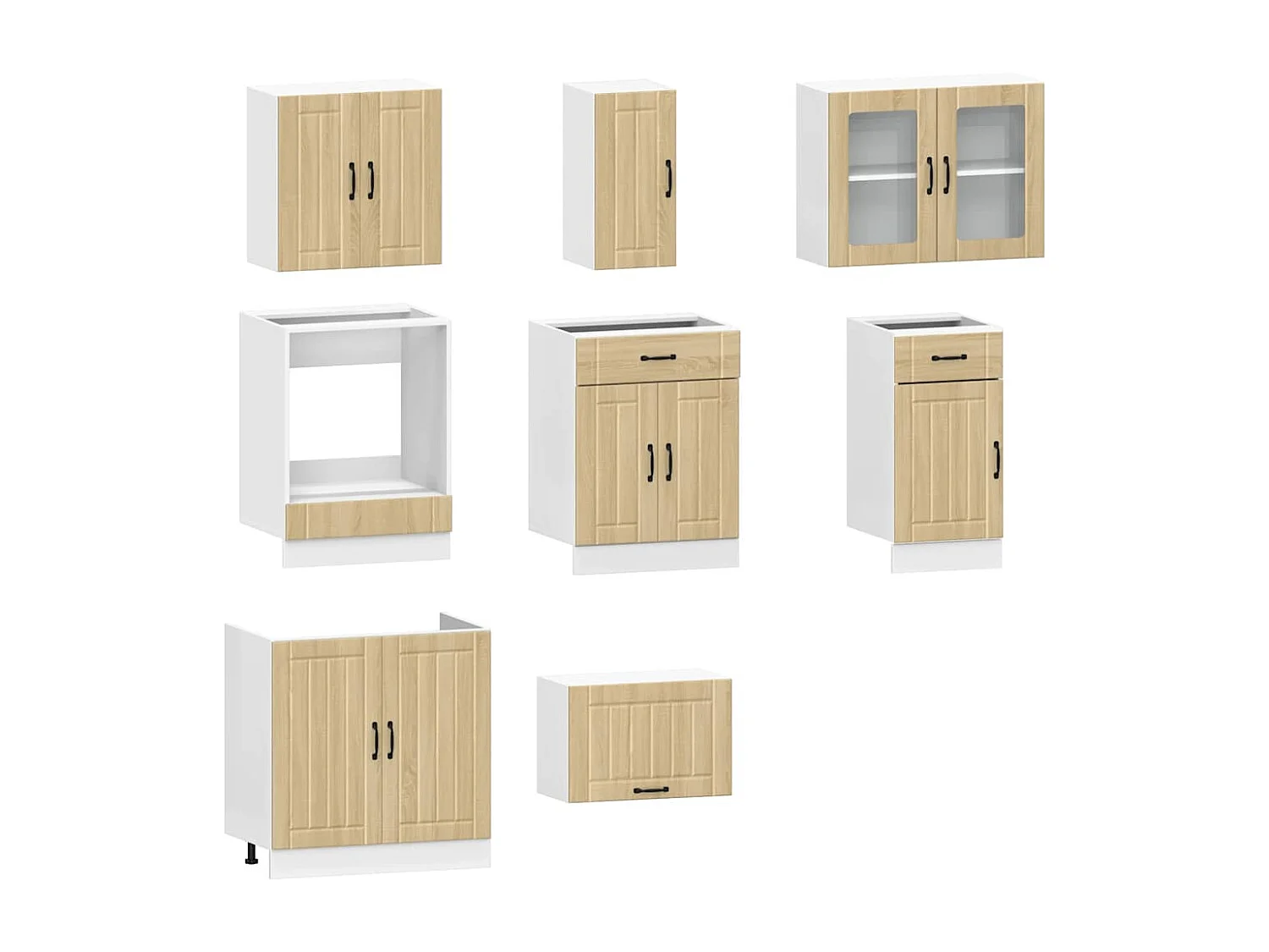 Ensemble de 8 meubles de cuisine "Lucca" en chêne Sonoma