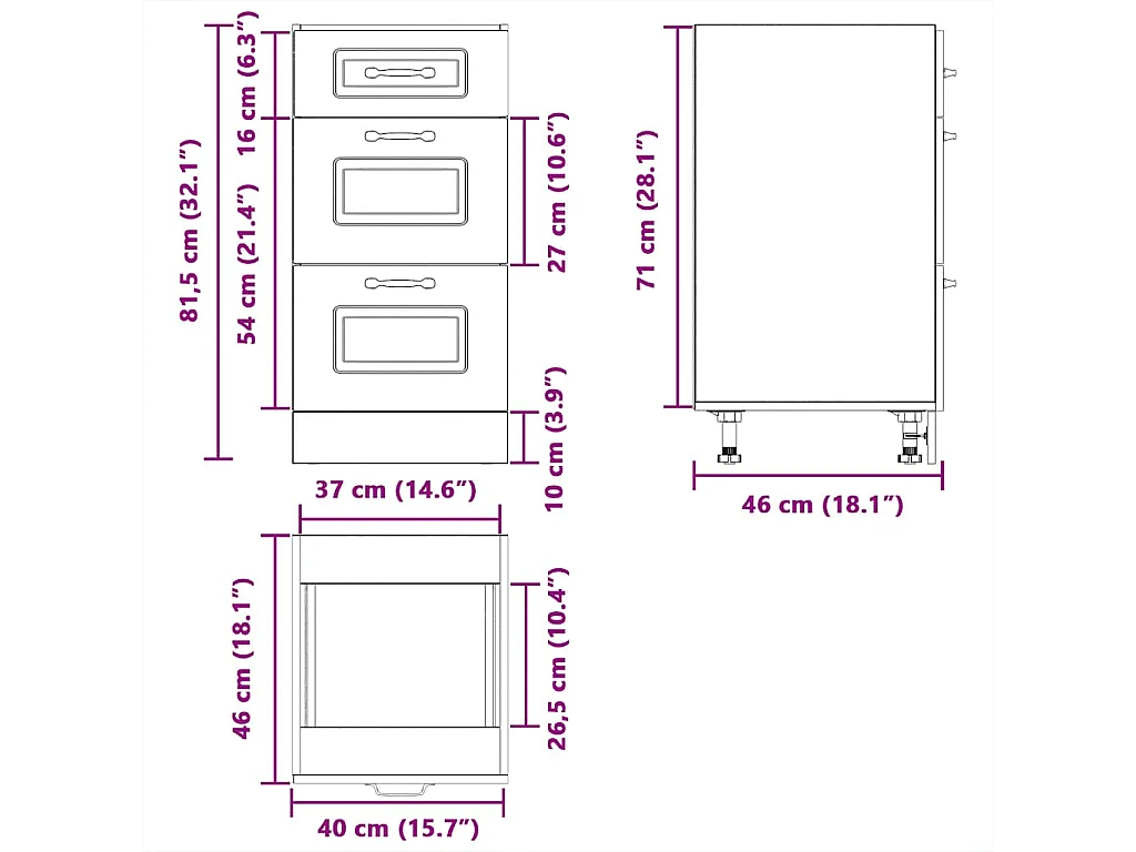 Base da Cucina Kalmar Bianco in Legno Multistrato