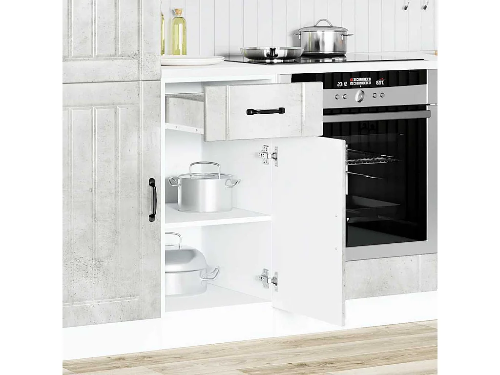 Armoire de cuisine Lucca gris béton bois ingénierie