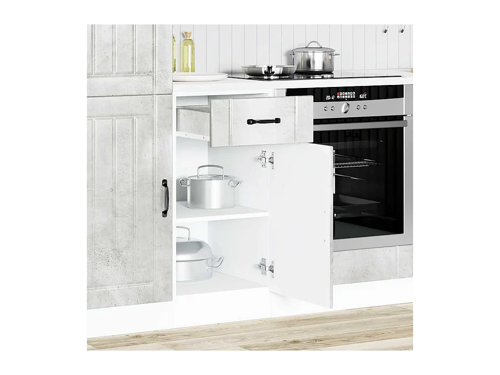 Küchen-Unterschrank Lucca Betongrau Holzwerkstoff