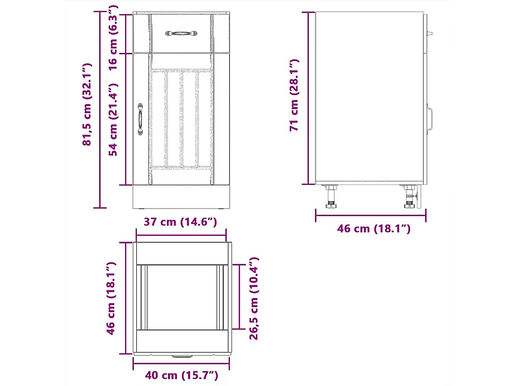 Armoire de cuisine Lucca gris béton bois ingénierie