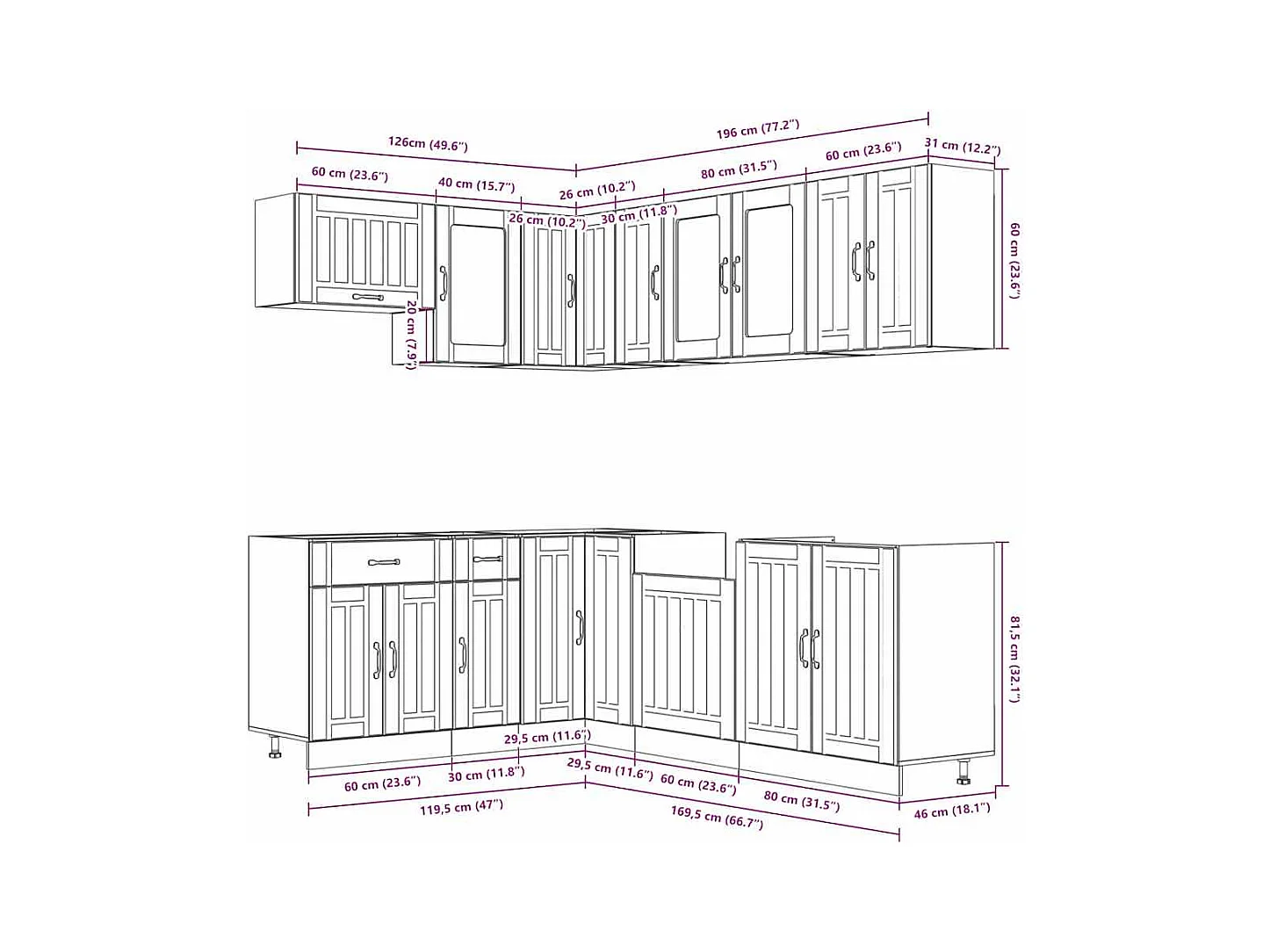 Ensemble d'armoires de cuisine 11 pcs Lucca bois d'ingénierie