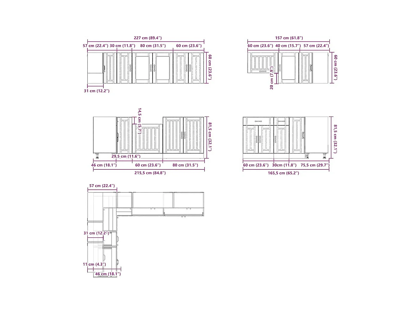 Ensemble d'armoires de cuisine 11 pcs Lucca bois d'ingénierie