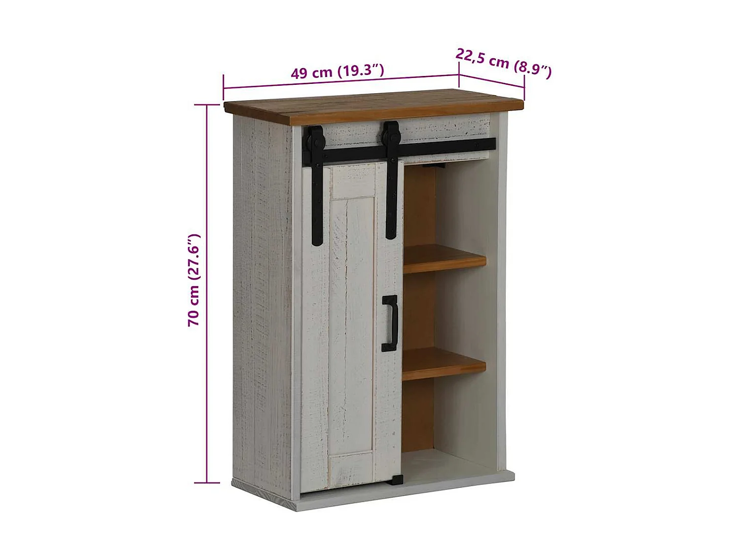 Armoire suspendue HALDEN porte coulissante blanc 49x22,5x70 cm