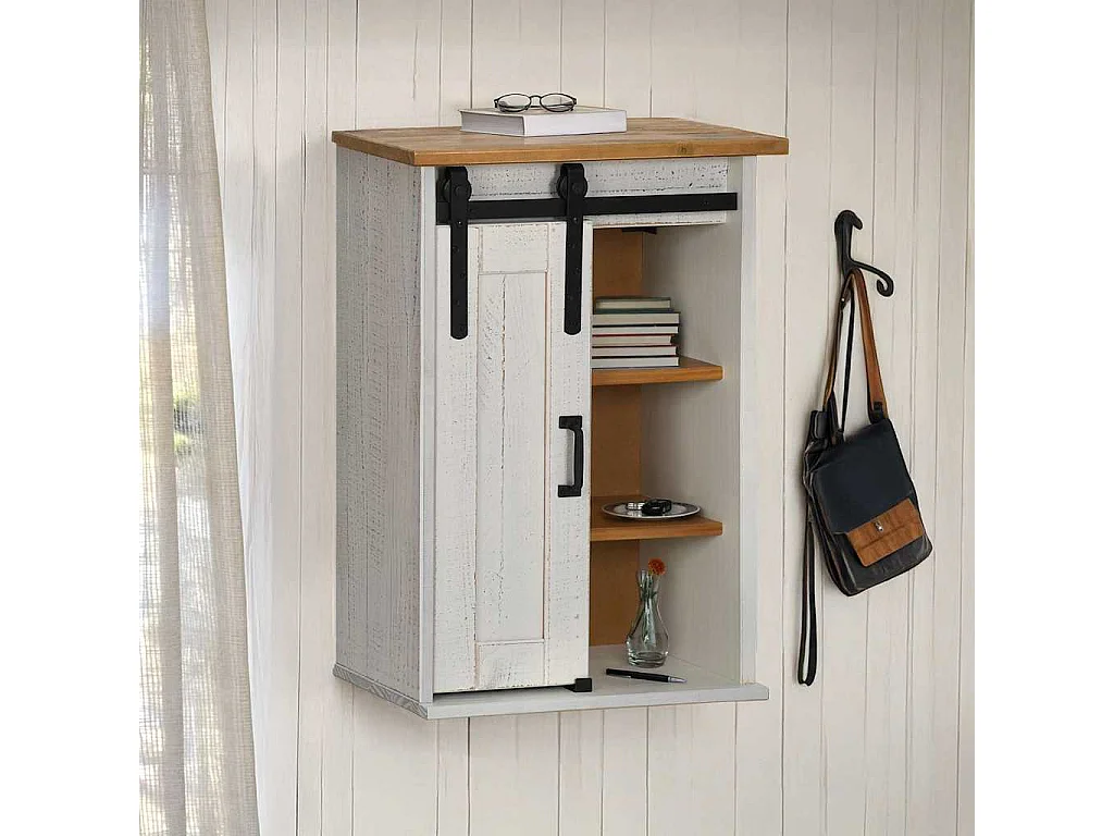 Armoire suspendue HALDEN porte coulissante blanc 49x22,5x70 cm
